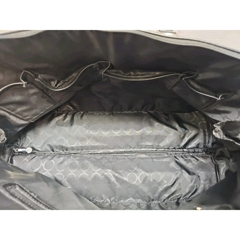JM New York Black Leather Rolling Duffle Bag St Tropez Luggage 22